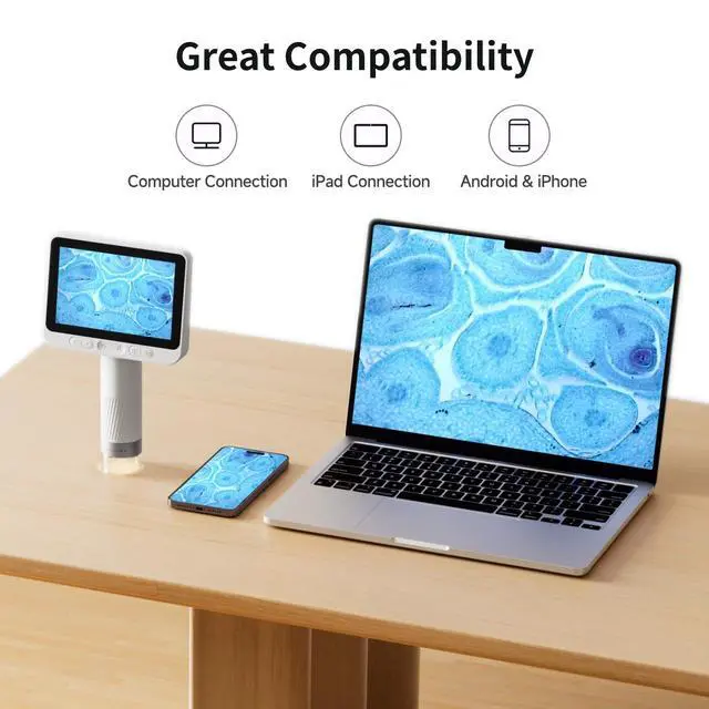 Alt view image 5 of 7 - Microscope for Kids, Kids Microscope with 4.0" IPS Screen, Portable Digital Pocket Microscope for Kids 8-12, Miniscope Kids Compatible with iPhone Android Computer