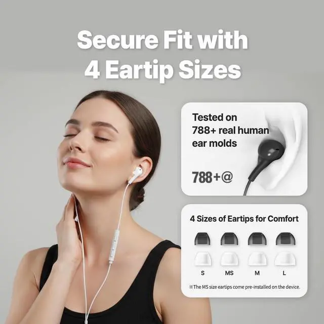 Alt view image 7 of 7 - APL-120C USB-C Wired Earbuds with Mic for Apple iPhone 17/16/15 White | Wired Headphones with Mic Compatible with iPhone, Samsung, Android Devices with USB-C Outlets