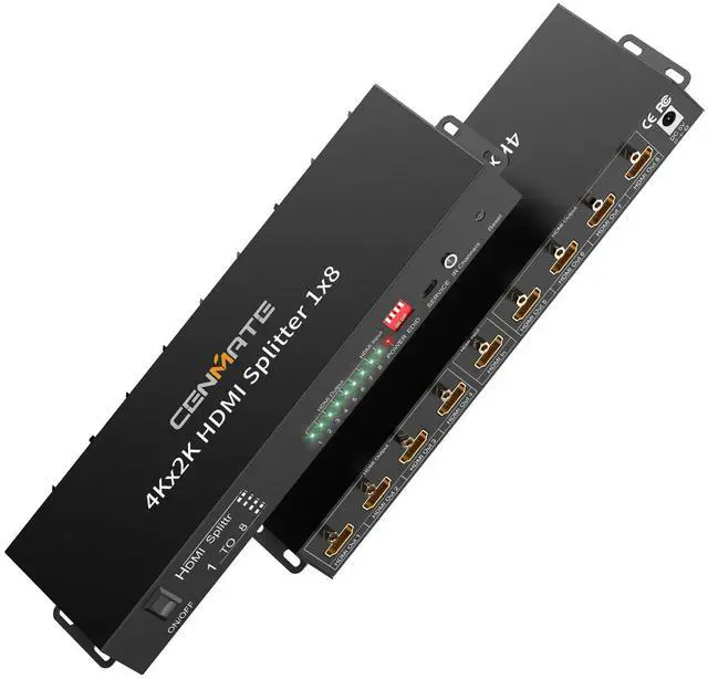 Main image of 4K 1x8 HDMI Splitter 1 in 8 Out, 8 Port HDMI Splitter Support 4Kx2K@30Hz Duplicate/Mirror, HDM 1.4, EDID, HDCP, 3D Video Play for Projector, HDTV