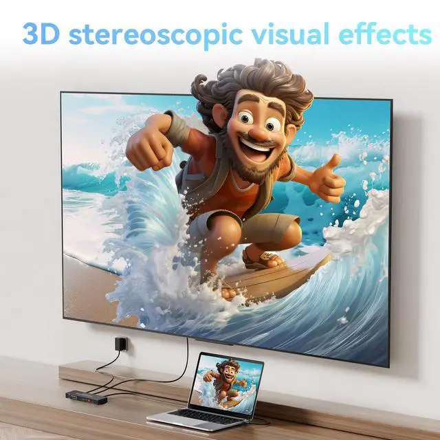 Alt view image 4 of 7 - 4K 1x8 HDMI Splitter 1 in 8 Out, 8 Port HDMI Splitter Support 4Kx2K@30Hz Duplicate/Mirror, HDM 1.4, EDID, HDCP, 3D Video Play for Projector, HDTV