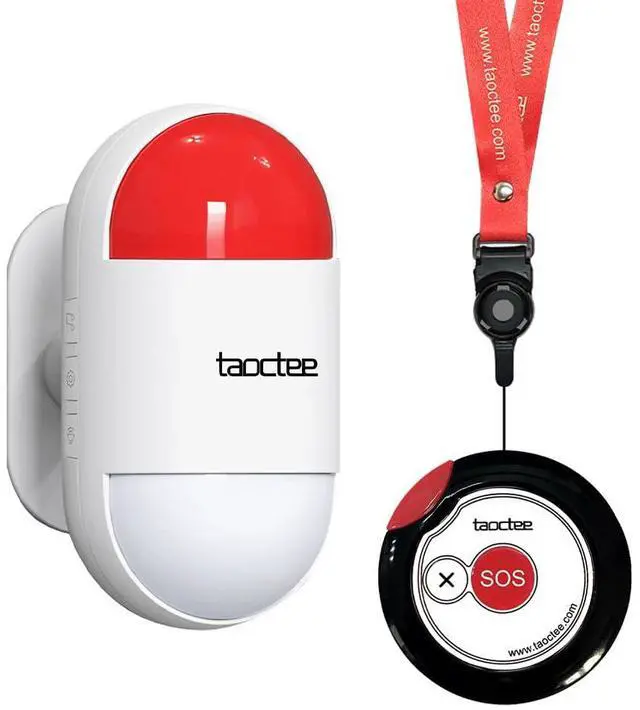 Main image of Panic Button Alarm Remote Siren Emergency Alert System for Elderly | Lightweight and Compact Button with Lanyard,Panic Alarm for Security Strobe Siren for House Office Business Shop(Battery/USB)