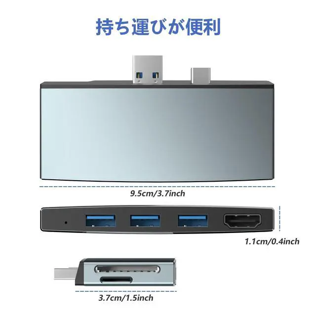 Alt view image 3 of 7 - Surface Pro 6/ Pro 5/ Pro 4 Docking Station USB Hub, Surface Pro Docking Station with 4K HDMI, 3X USB3.0 Ports, SD/TF Card Reader, Accessories for Microsoft Surface Pro 4/5/6