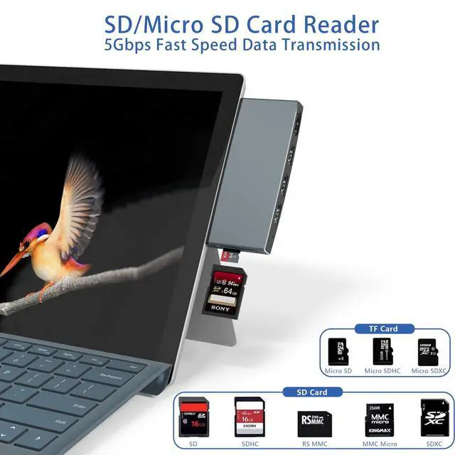 Alt view image 5 of 7 - Surface Pro 6/ Pro 5/ Pro 4 Docking Station USB Hub, Surface Pro Docking Station with 4K HDMI, 3X USB3.0 Ports, SD/TF Card Reader, Accessories for Microsoft Surface Pro 4/5/6