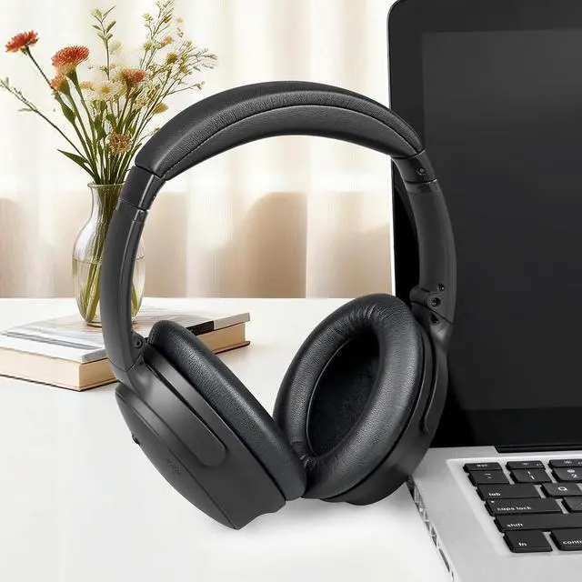 Alt view image 7 of 7 - Replacement Earpads for Bose QuietComfort 45 (QC45)/QuietComfort SE (QC SE)/Quiet Comfort Wireless Over-Ear Headphones, Ear Pads Cushions with Gentler Protein Leather - Black