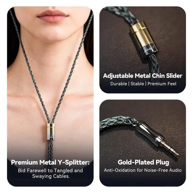 Alt view image 7 of 7 - Tipsy Melody 3 IEM Upgrade Cable, 6.5ft (2m) Long, Enhanced Mids & Bass, 24-Core Silver-Plated, Deep Green (0.78mm-2 Pin)