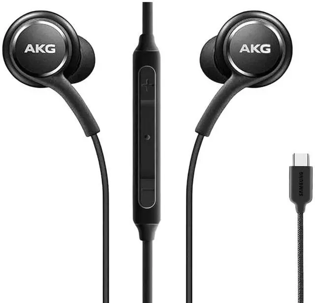 Main image of Original Samsung AKG USB-C in-Ear Earbuds with Mic & Remote Wired Type-C Headphones for Galaxy S24 S23 S22 S21 S20 Ultra, Note 10+ and iPhone 15 Series Braided Black