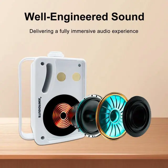 Alt view image 3 of 7 - 3.5 Inch Outdoor Bluetooth Speakers Waterproof Wired,3 Way 200W Upgrade Premium Wall Mount Speakers,Ideal use in Patio,Deck, Indoor OutdoorWhite