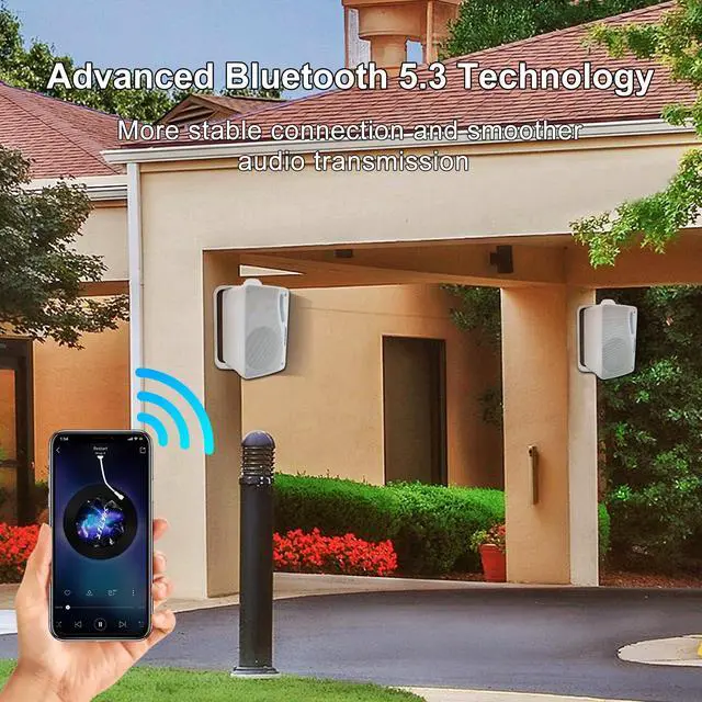 Alt view image 5 of 7 - 3.5 Inch Outdoor Bluetooth Speakers Waterproof Wired,3 Way 200W Upgrade Premium Wall Mount Speakers,Ideal use in Patio,Deck, Indoor OutdoorWhite