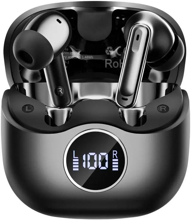 Main image of 2026 Adaptive Hybrid Active Noise Canceling New Wireless Earbuds, 6 Mics ENC Clear Call Ear Buds, Hi-Res Audio Deep Bass Bluetooth Headphones, 40H, LED, for Sports Running Gym Workout