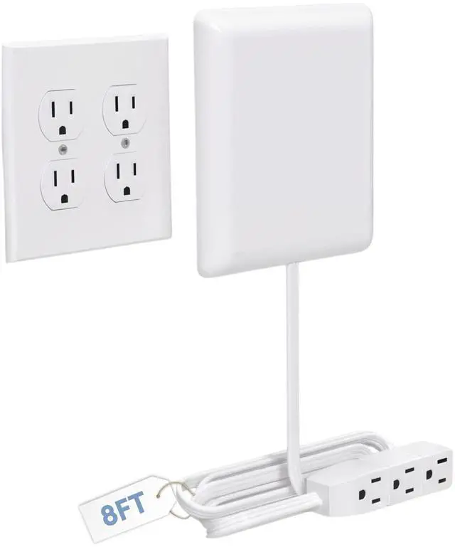 Main image of Outlet & Plug Concealer for Wall Outlet with Cord Concealer Kit, 8-Foot Flat Extension Cord with Multi Outlets Power Strip, Ideal for Home Offices