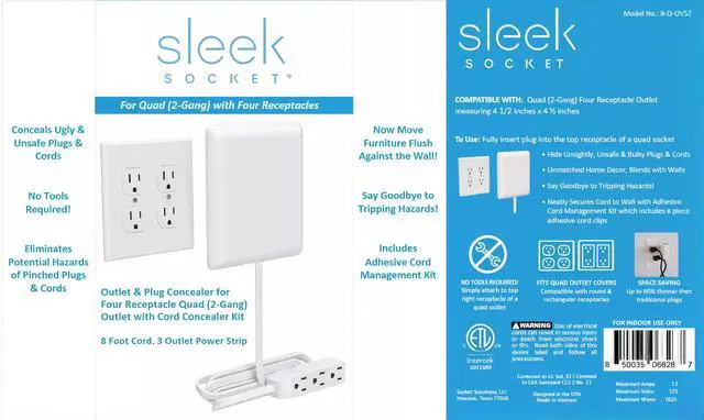 Alt view image 3 of 3 - Outlet & Plug Concealer for Wall Outlet with Cord Concealer Kit, 8-Foot Flat Extension Cord with Multi Outlets Power Strip, Ideal for Home Offices