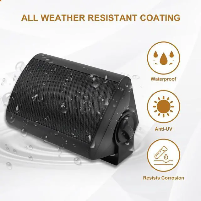 Alt view image 2 of 7 - 4 Inch Outdoor Speakers with Bluetooth 4 Channel Amplifier for Indoor Outdoor Patio,Deck, Waterproof Wall Mount System (4 Speakers)