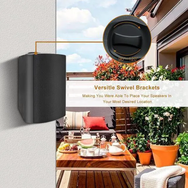 Alt view image 3 of 7 - 4 Inch Outdoor Speakers with Bluetooth 4 Channel Amplifier for Indoor Outdoor Patio,Deck, Waterproof Wall Mount System (4 Speakers)