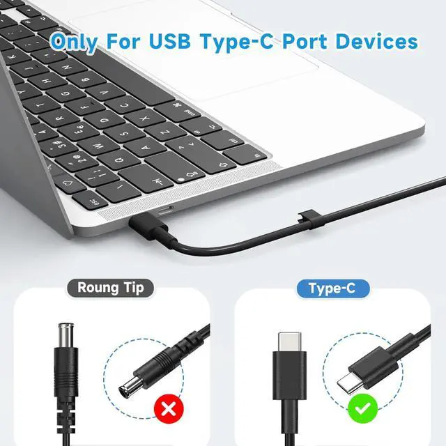 Alt view image 6 of 7 - 65W USB C Laptop Charger Compatible with LG Gram 14 15 16 17 Series, 17Z90N 16Z90P 15Z90N 14Z90P Superslim 15Z90RT 20V 3.25A Type C Power Adapter Replacement Laptop Power Cord Supply