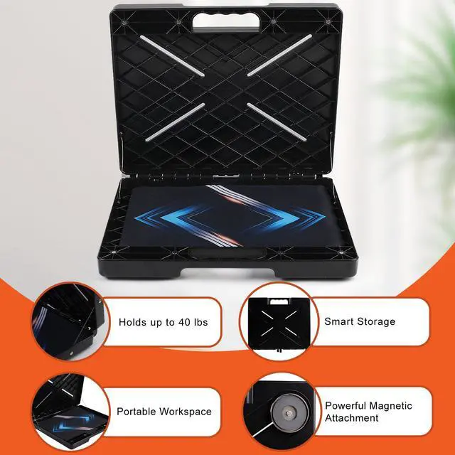 Alt view image 3 of 7 - Magnetic Laptop Stand-Mobile Workstation Hold Up to 45 Pounds | Portable Shelf for HVAC, Trucks, Walls, Poles Gift for Tech Lovers Father Man