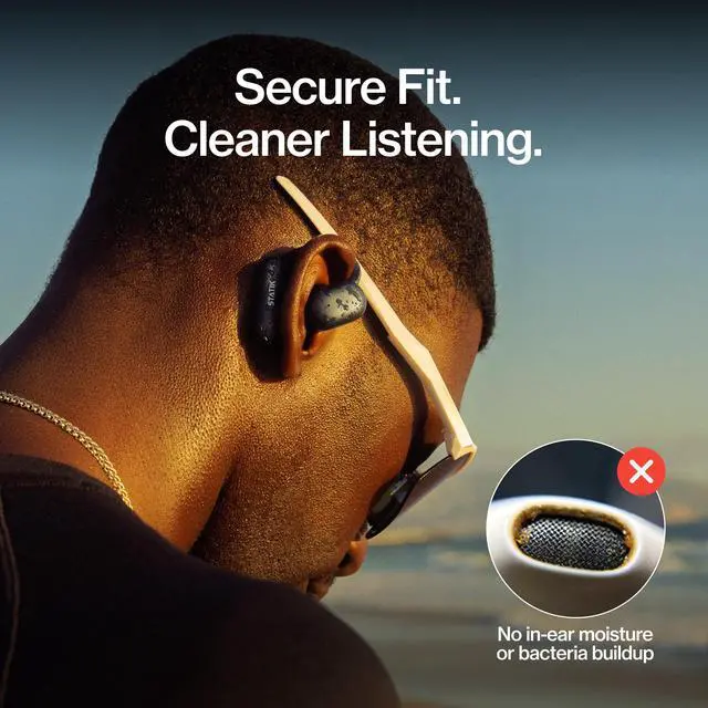 Alt view image 6 of 7 - Aktive Open Ear Bluetooth Earbuds - Wireless Earphones, Fast Charging & 10 Hours Long Lasting Battery, Comfortable Secure Fit, IPX5 Water Resistant - Black