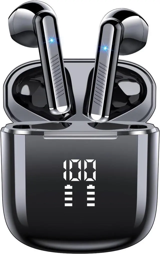 Main image of Wireless Earbuds, Bluetooth 5.3 Earphones with 4-Mics Clear Call, ENC Noise Cancelling Mic, Bluetooth Ear Buds Touch Control Stereo Sound, LED Display, Waterproof Running Headphones for Workout