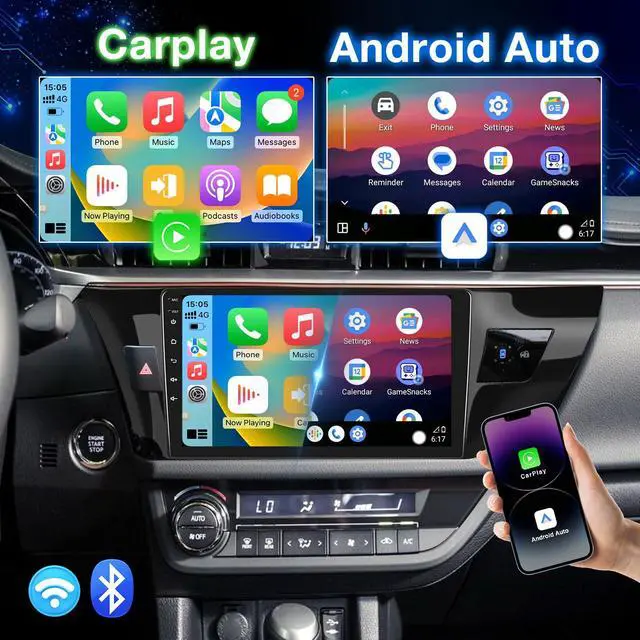 Alt view image 3 of 7 - Android 13 Car Stereo Radio 10 Inch for Toyota Corolla 2014-2016 | Wireless Carplay&Android Auto Head Uni Touchscreen Bluetooth Navigation,FM Radio,Mirror Link,Backup Camera