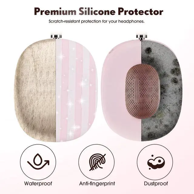 Alt view image 4 of 6 - Pink Stripe Silicone Case Cover Compatible with AirPods Max USB-C 2024 4-in-1 Ear Pad, Ear Cup & Headband Covers, Soft Anti-Scratch Accessories, Cute Aesthetic Headphone Cover