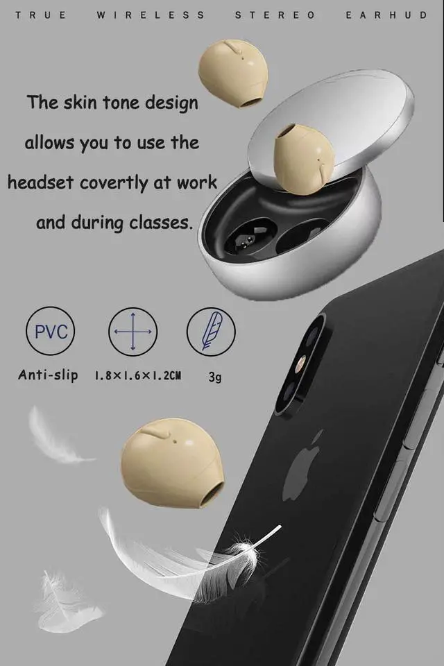 Alt view image 6 of 7 - SZHTFX Invisible Earbuds Small Mini Wireless Bluetooth Earpiece Phone Discreet Earbud for Music, Home, Work