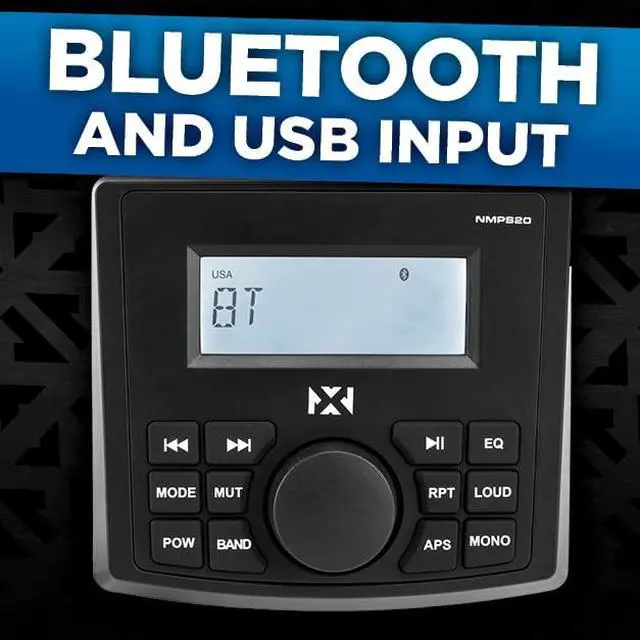 Alt view image 2 of 7 - NMPS20 Gauge Style Marine Stereo | With Bluetooth and a Digital LED Backlit LCD Display - Perfect for Boats, UTVs, & ATVs