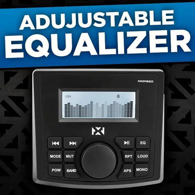 Alt view image 3 of 7 - NMPS20 Gauge Style Marine Stereo | With Bluetooth and a Digital LED Backlit LCD Display - Perfect for Boats, UTVs, & ATVs