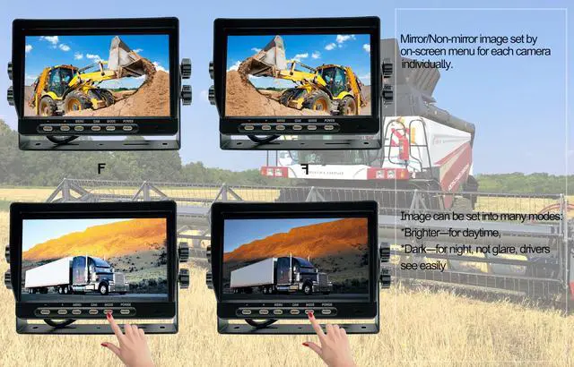 Alt view image 3 of 7 - AHD 1080P 7" Wired Monitor Rear View Backup Night Vision Camera System, Waterproof IP 69K Camera for Agriculture Farm Tractor, Box Truck, Forklift, Heavy Equipment, Excavator, Skid Steer