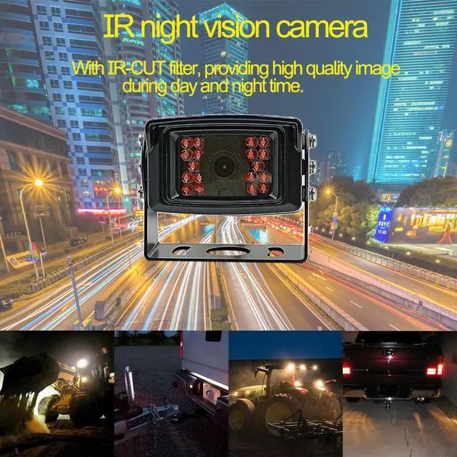 Alt view image 6 of 7 - AHD 1080P 7" Wired Monitor Rear View Backup Night Vision Camera System, Waterproof IP 69K Camera for Agriculture Farm Tractor, Box Truck, Forklift, Heavy Equipment, Excavator, Skid Steer