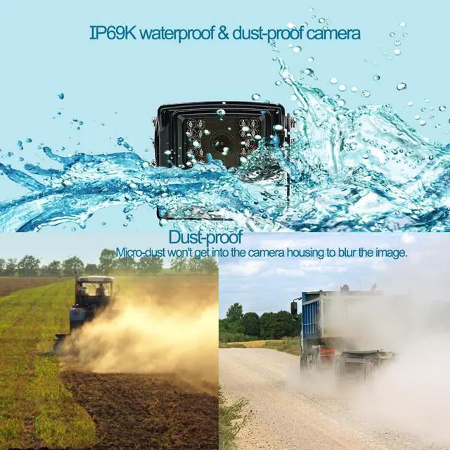 Alt view image 7 of 7 - AHD 1080P 7" Wired Monitor Rear View Backup Night Vision Camera System, Waterproof IP 69K Camera for Agriculture Farm Tractor, Box Truck, Forklift, Heavy Equipment, Excavator, Skid Steer