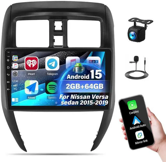 Main image of Android 15 4-Core+64G Car Stereo for Nissan Versa Sedan 2015-2019 Radio Wireless Carplay Android Auto, 10.1 Touchscreen Car Radio GPS Navigation/Mirror Link/Bluetooth EQ/FM/RDS Radio+Backup Cam & Mic