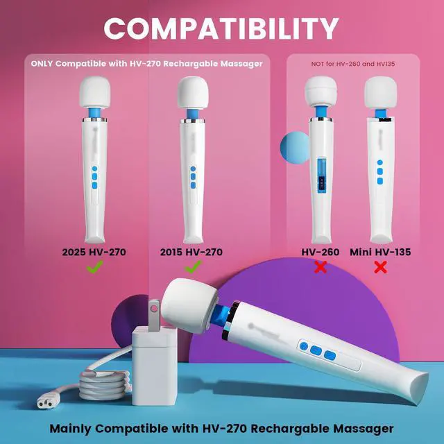 Alt view image 2 of 6 - HV270 Charger Cord Replacement Compatible with Hitachi Magic Wand | Power Adapter for HV-270 - 10V Charging Cord for Rechargeable Cordless Massager-White(ONLY for HV 270)
