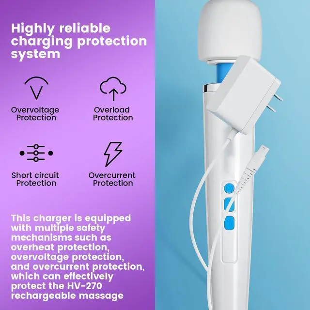 Alt view image 5 of 6 - HV270 Charger Cord Replacement Compatible with Hitachi Magic Wand | Power Adapter for HV-270 - 10V Charging Cord for Rechargeable Cordless Massager-White(ONLY for HV 270)
