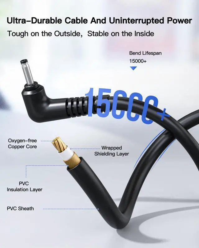 Alt view image 5 of 7 - 7.5FT Charger Fit for Samsung Chromebook Laptop (26W 12V 2.2A) Fit for 11.6" Chromebook 3 2 XE500C13 PA-1250-98 303c 500c 503c Xe500c12 Xe501c13 Xe303c12 Xe503c12 Xe503c32 Notebook AC Adapter
