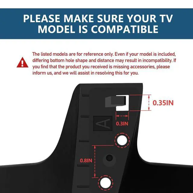 Alt view image 2 of 6 - 49 50 55 Inch for LG TV Replacement Legs Compatible for LG TV Legs | Replace 49UJ6300 49UM7300 49UN6900 50UK6300BUB 50UK6500 50UM7300 55UK6500AUA 55UJ6540 55UM7300AUE
