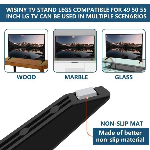 Alt view image 4 of 6 - 49 50 55 Inch for LG TV Replacement Legs Compatible for LG TV Legs | Replace 49UJ6300 49UM7300 49UN6900 50UK6300BUB 50UK6500 50UM7300 55UK6500AUA 55UJ6540 55UM7300AUE