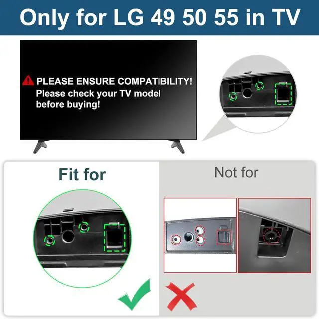 Alt view image 3 of 6 - 49 50 55 Inch for LG TV Replacement Legs Compatible for LG TV Legs | Replace 49UJ6300 49UM7300 49UN6900 50UK6300BUB 50UK6500 50UM7300 55UK6500AUA 55UJ6540 55UM7300AUE