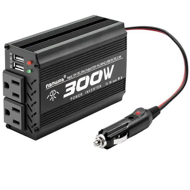 Main image of 300 Watt Power Inverter car Small Inverter Rate 300W / Peak 600W DC12V to AC 110V RV Portable Inverter for Camping Charging dc to ac Vehicle Power Inverter-Black(300W)