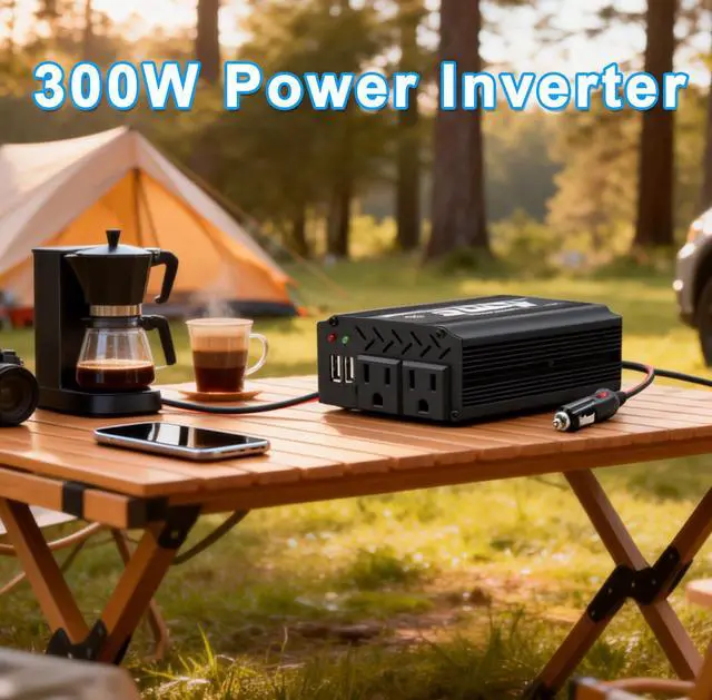 Alt view image 5 of 7 - 300 Watt Power Inverter car Small Inverter Rate 300W / Peak 600W DC12V to AC 110V RV Portable Inverter for Camping Charging dc to ac Vehicle Power Inverter-Black(300W)