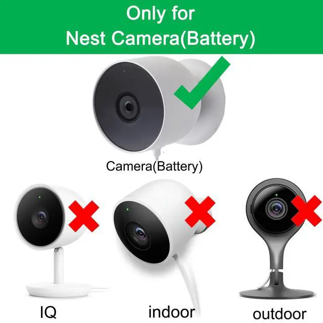 Alt view image 2 of 7 - 2 Pack 20ft/6m Power Cord for Google Nest Cam (Battery) Only,Replacement Cable,Weatherproof Outdoor,Flat Charging Cable for Nest Camera(Battery)-White