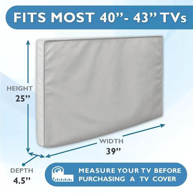 Alt view image 2 of 7 - Outdoor TV Cover 40, 42, 43 inch - WITH FRONT FLAP - Weatherproof, Waterproof protection, Soft Interior, With Bottom cover - Gray