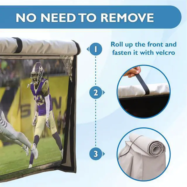 Alt view image 4 of 7 - Outdoor TV Cover 40, 42, 43 inch - WITH FRONT FLAP - Weatherproof, Waterproof protection, Soft Interior, With Bottom cover - Gray