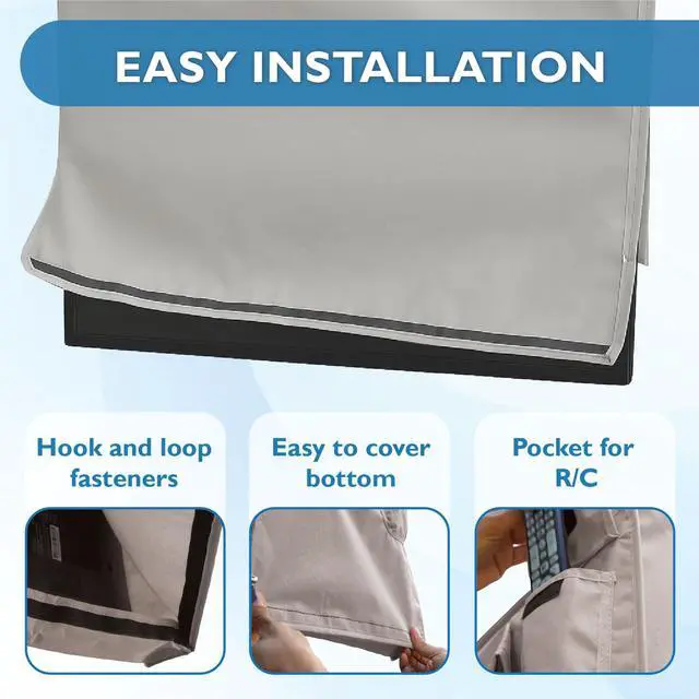Alt view image 5 of 7 - Outdoor TV Cover 40, 42, 43 inch - WITH FRONT FLAP - Weatherproof, Waterproof protection, Soft Interior, With Bottom cover - Gray