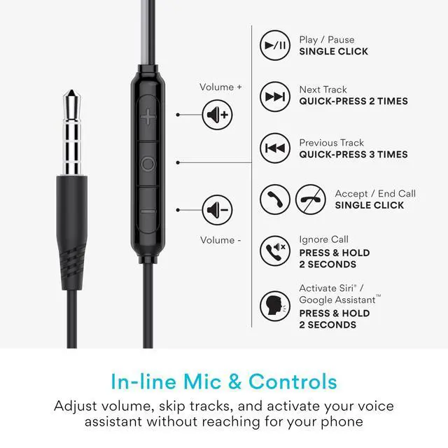 Alt view image 5 of 7 - SleepTones Wired Sleep Earbuds 3.5mm Plug for Side Sleepers with Lightweight Low-Profile Silicone Earpieces, Noise Reduction Sleeping Headphones with Built-in Mic, & Volume Controls