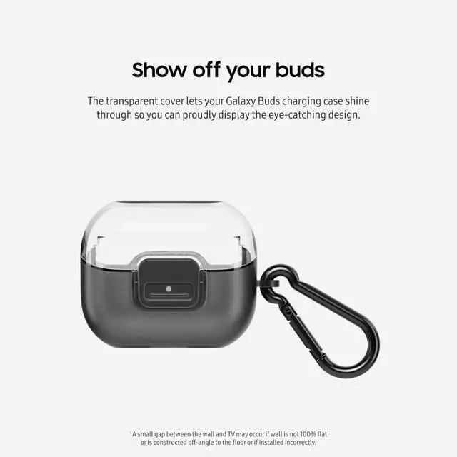 Alt view image 3 of 5 - Galaxy Buds 3/Buds 3 Pro Clip Case with Carabiner, Hard Shell Earbud Protection, Secure Snap Closure, Clips to Bag, Belt Loop, US Version, GP-FPR630HICBW, Transparent