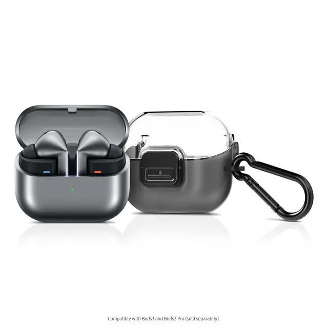 Alt view image 5 of 5 - Galaxy Buds 3/Buds 3 Pro Clip Case with Carabiner, Hard Shell Earbud Protection, Secure Snap Closure, Clips to Bag, Belt Loop, US Version, GP-FPR630HICBW, Transparent