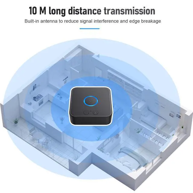 Alt view image 7 of 7 - Bluetooth 6.0 Transmitter Receiver for TV to Wireless Headphones/Speaker, Bluetooth Adapter for TV/AUX/RCA Audio Inputs, Plug n Play, Audio Transmitter Adapter for Home Stereo