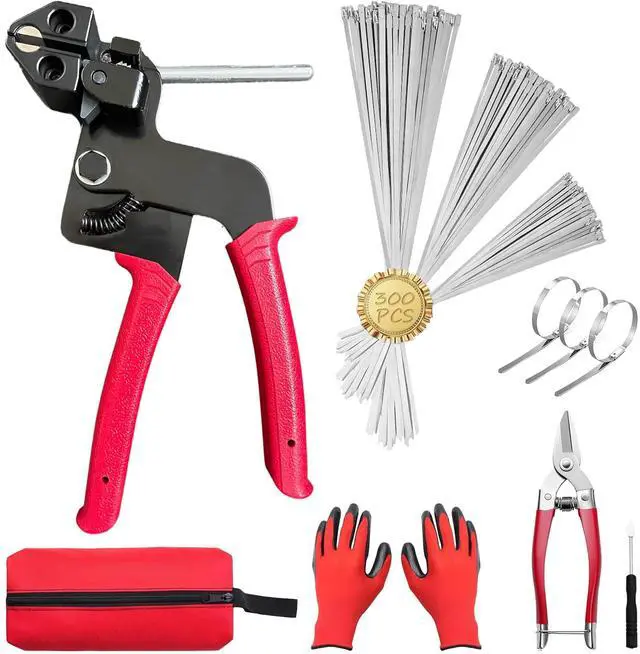 Main image of 300PCS Metal Zip Ties Gun Kit, Silver 7.8"/9.8"/11.8" Self-Locking 304 Stainless Steel Zip Ties, Heavy Duty Cable Tie Fastening Cutting Release Tool Set for Outdoor Fence, Exhaust Pipe and Farm Use