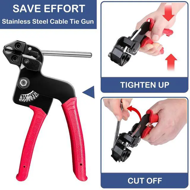 Alt view image 3 of 7 - 300PCS Metal Zip Ties Gun Kit, Silver 7.8"/9.8"/11.8" Self-Locking 304 Stainless Steel Zip Ties, Heavy Duty Cable Tie Fastening Cutting Release Tool Set for Outdoor Fence, Exhaust Pipe and Farm Use