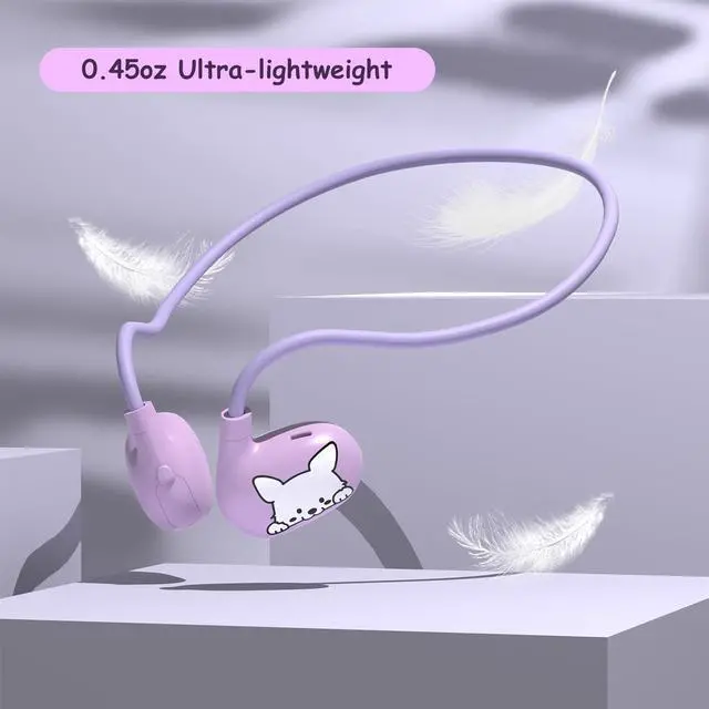 Alt view image 4 of 6 - Kids Headphones, LK15 Open Ear Bluetooth Headphones with Air Conduction | Ultra-Light, 85dB Volume Limiting Wireless Headphone for Children Teens Boys Girls (Purple)