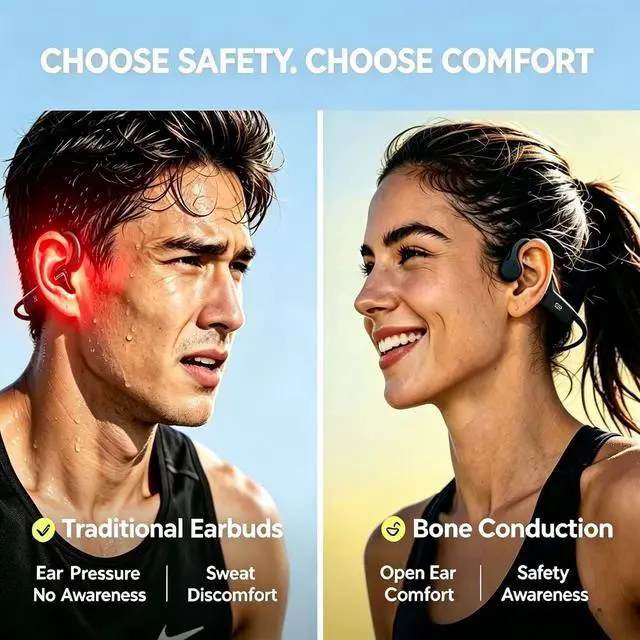 Alt view image 2 of 5 - Bone Conduction Headphones, Open Ear Wireless Bluetooth 5.4 Sports Headphones, IP55 Waterproof for Running Cycling Workout, 10H Playtime